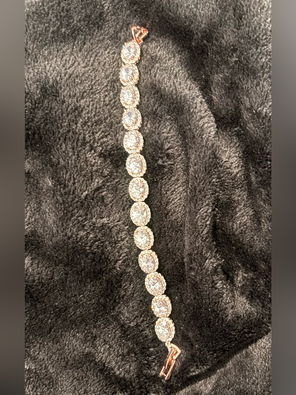 Nordstrom Rose Gold-tone Halo Cubic Zirconia Tennis Bracelet